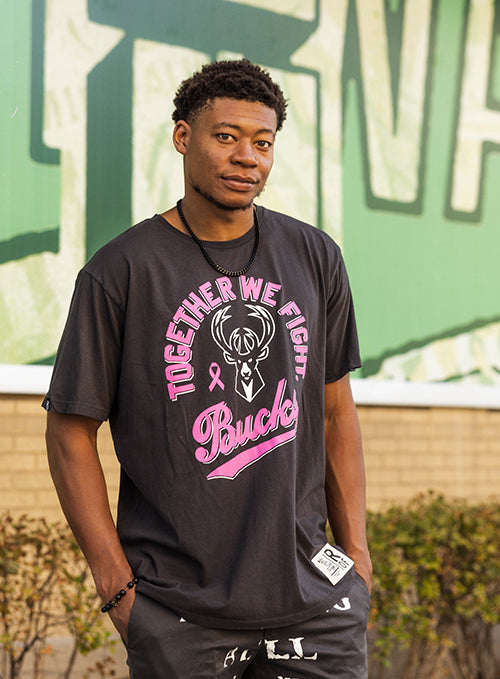 Roots Of Fight Breast Cancer Awareness Milwaukee Bucks T-Shirt-front