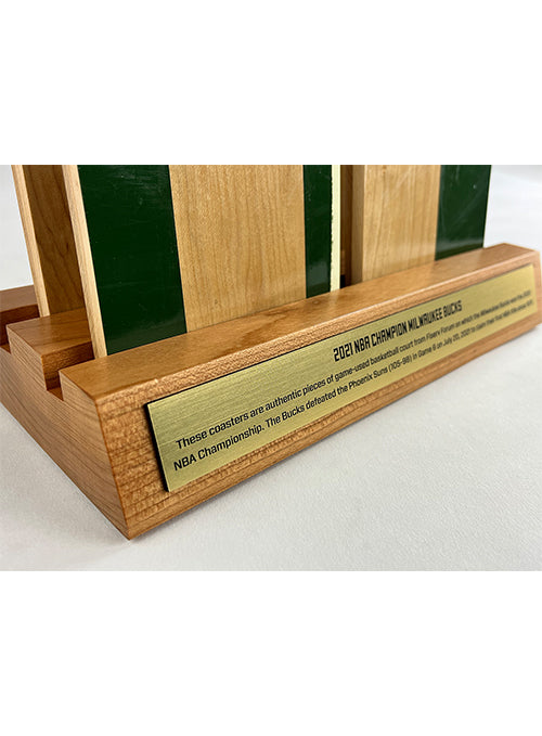 Artsman Championship Court Milwaukee Bucks Edition 1 Coaster 4-Pack-text close up