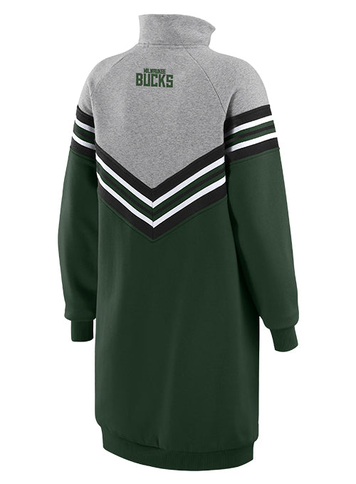 Women's Wear By Erin Andrews Chevron Stripe Milwaukee Bucks Sweatshirt Dress-back