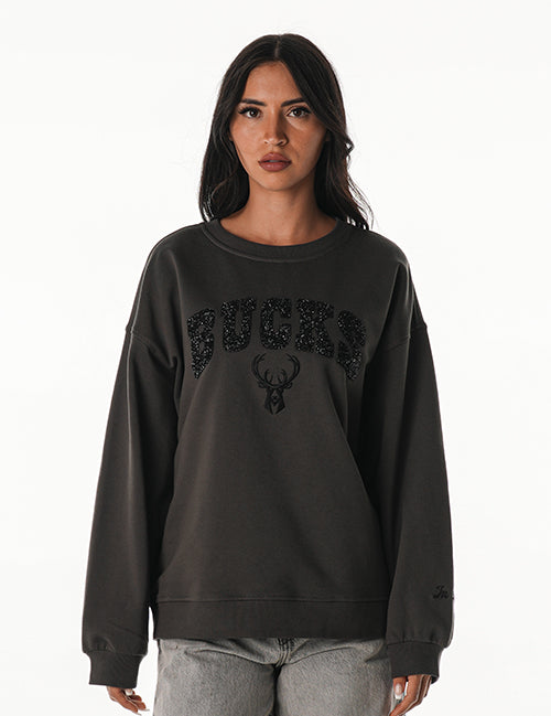 Women's Bucks In Six x The Wild Collective Crystal Milwaukee Bucks Crewneck Sweatshirt-front