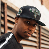 Pro Standard Milwaukee Bucks Wordmark Retro Classic Snapback Hat-front