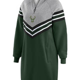 Women's Wear By Erin Andrews Chevron Stripe Milwaukee Bucks Sweatshirt Dress-front