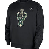 Jordan Fear the Deer Milwaukee Bucks Essential Crewneck Sweatshirt-front