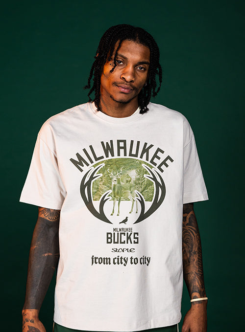 Bucks In Six x Staple City to City Milwaukee Bucks T-Shirt- model shot