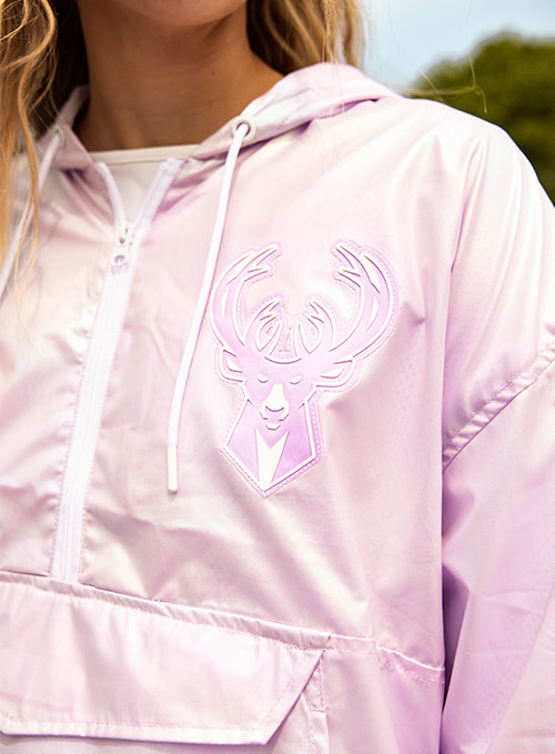 Women's Pro Standard Hologram Anarok Milwaukee Bucks Jacket-close up