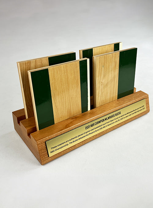 Artsman Championship Court Milwaukee Bucks Edition 1 Coaster 4-Pack-display
