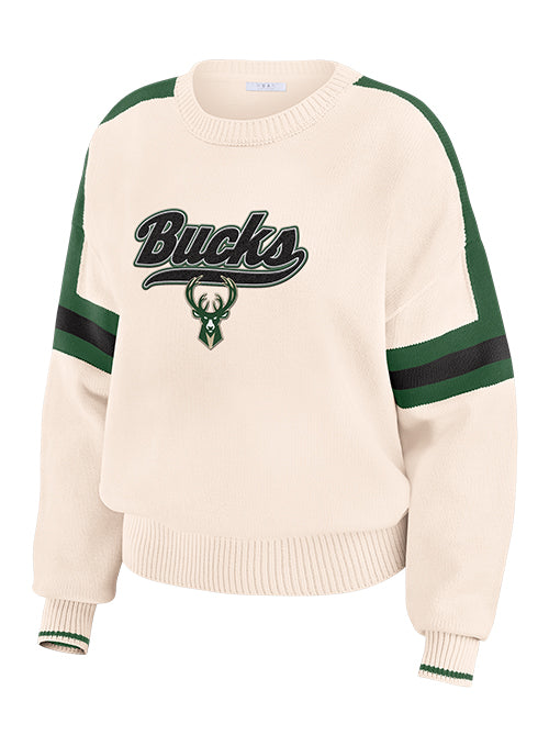 Women's Wear By Erin Andrews Milwaukee Bucks Stripe Sweater-front