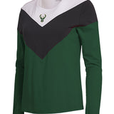 Women's Wear By Erin Andrews Chevron Milwaukee Bucks Long Sleeve T-Shirt-front