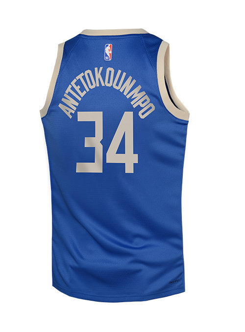 Youth 2024-25 City Edition Giannis Antetokounmpo Milwaukee Bucks Swingman Jersey-back