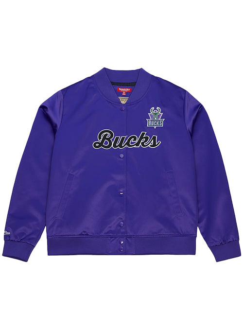 Women's Mitchell & Ness HWC '93 Milwaukee Bucks Script Satin Jacket-front