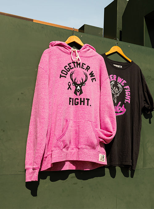 Roots Of Fight Breast Cancer Awareness Pink Milwaukee Bucks Hooded Sweatshirt-hanging