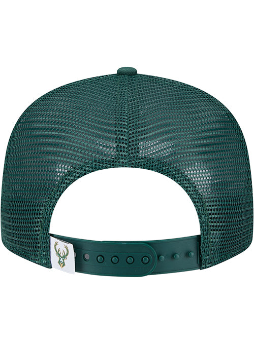 Youth New Era 9Fifty Milwaukee Bucks Trucker Snapback Hat-back