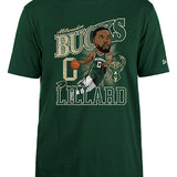 New Era Caricature Damian Lillard Milwaukee Bucks T-Shirt-front