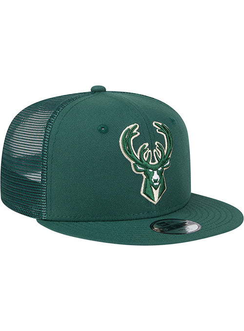 Youth New Era 9Fifty Milwaukee Bucks Trucker Snapback Hat-right