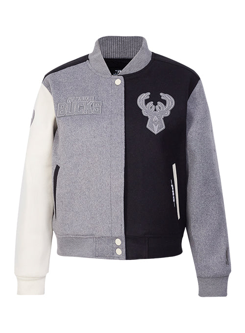 Women's Pro Standard Reverse Terry Milwaukee Bucks Varsity Wool Jacket-front