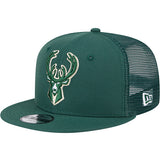 Youth New Era 9Fifty Milwaukee Bucks Trucker Snapback Hat-left