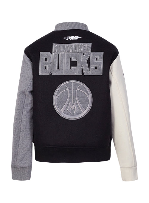 Women's Pro Standard Reverse Terry Milwaukee Bucks Varsity Wool Jacket-back
