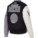 Women's Pro Standard Reverse Terry Milwaukee Bucks Varsity Wool Jacket-back