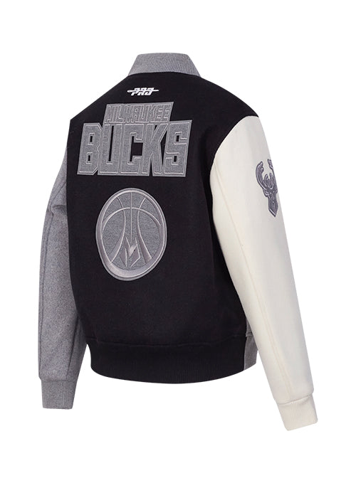 Women's Pro Standard Reverse Terry Milwaukee Bucks Varsity Wool Jacket-back
