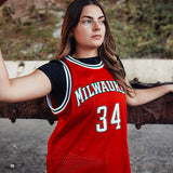 Youth Mitchell & Ness HWC '14 Giannis Antetokounmpo Milwaukee Bucks Swingman Jersey-model front
