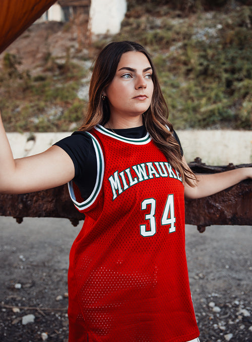 Youth Mitchell & Ness HWC '14 Giannis Antetokounmpo Milwaukee Bucks Swingman Jersey-model front