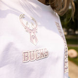 Women's Pro Standard Hologram Milwaukee Bucks Boxy T-Shirt-FRONT, CLOSE UP