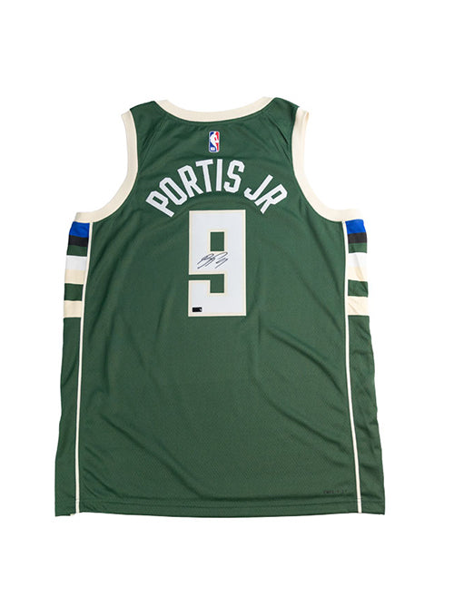 Signed Nike 2022 Icon Edition Bobby Portis Jr. Milwaukee Bucks Swingman Jersey=back
