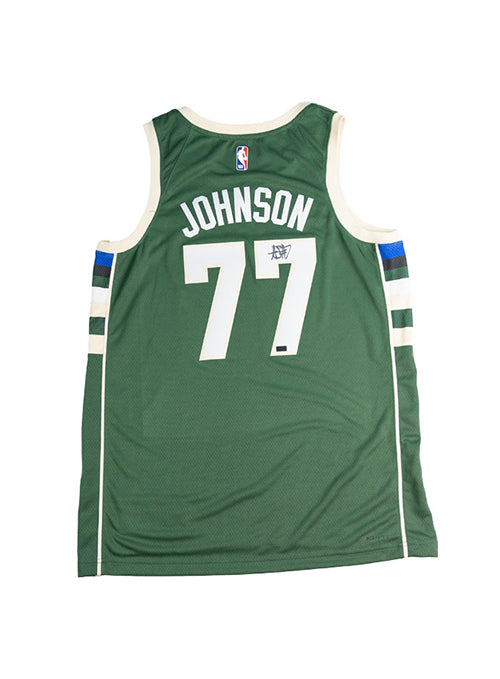 Signed Nike 2022 Icon Edition AJ Johnson Milwaukee Bucks Swingman Jersey-back