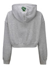 Women's The Wild Collective Embossed Spark Cropped Hooded Sweatshirt In Grey & Green - Back View