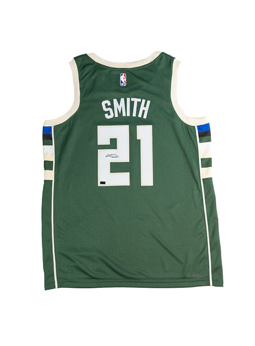Signed Nike 2022 Icon Edition Tyler Smith Milwaukee Bucks Swingman Jersey-back