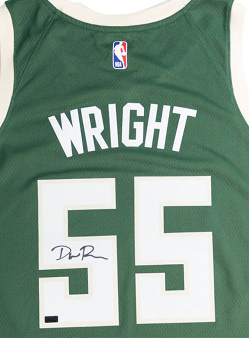 Signed Nike 2022 Icon Edition Delon Wright Milwaukee Bucks Swingman Jersey-signature
