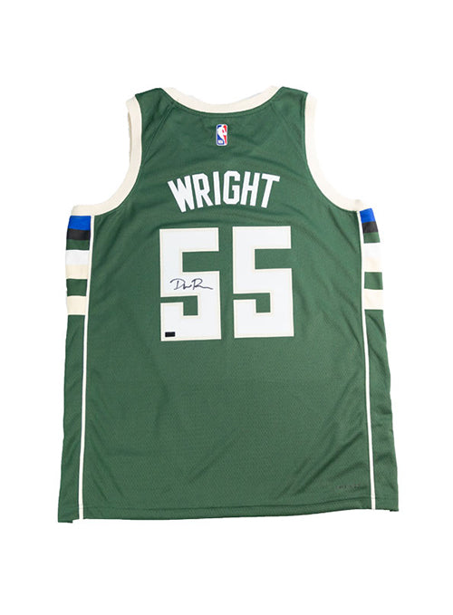 Signed Nike 2022 Icon Edition Delon Wright Milwaukee Bucks Swingman Jersey-back