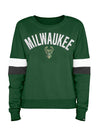 Women's New Era Gameday Green Milwaukee Bucks Cropped Crewneck Sweatshirt - Front View