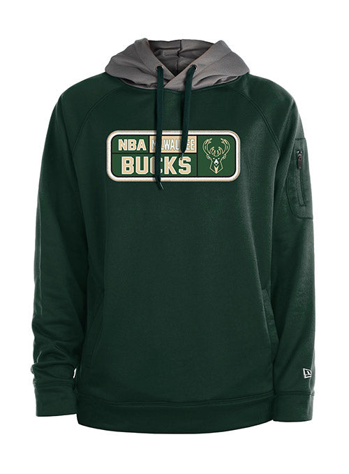 New Era Active Heavy Poly Green Milwaukee Bucks Hooded Sweatshirt - Front View