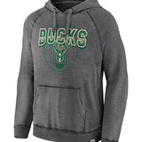 Fanatics True Classic Washed Milwaukee Bucks Crewneck Sweatshirt in Grey - Front View