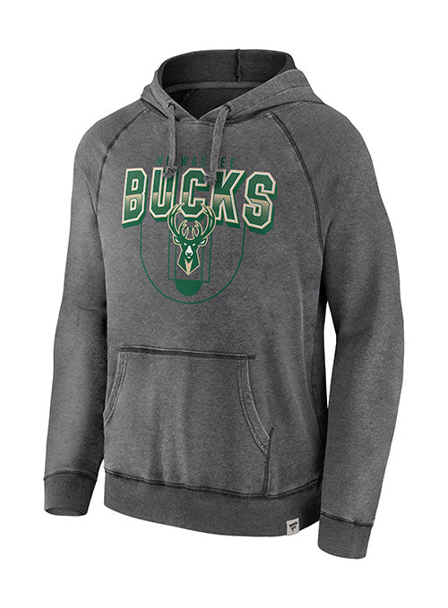 Fanatics True Classic Washed Milwaukee Bucks Crewneck Sweatshirt in Grey - Front View