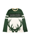 Starter Half Time Milwaukee Bucks Long Sleeve T-Shirt-front 