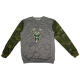 Big & Tall Fanatics Camouflage Milwaukee Bucks Crewneck Sweatshirt-front