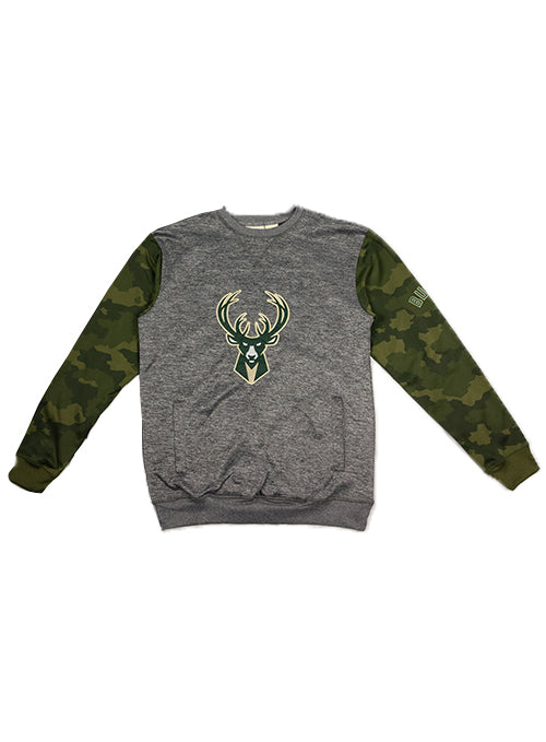 Big & Tall Fanatics Camouflage Milwaukee Bucks Crewneck Sweatshirt-front 