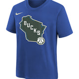 Youth Nike City Edition 2024-25 Essential Logo Milwaukee Bucks T-Shirt-front