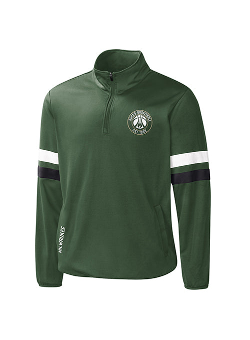 G-III Player Option Green Milwaukee Bucks 1/2 Zip Pullover- front