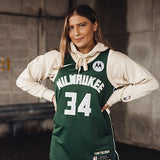 Nike 2022 Icon Edition Giannis Milwaukee Bucks Swingman Jersey In Green - Front View On Model