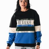 Bucks In Six x The Wild Collective Colorblock Milwaukee Bucks Crewneck Sweatshirt