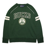 Women's G-III Crew Neck Team Pride Green Milwaukee Bucks Sweatshirt-front