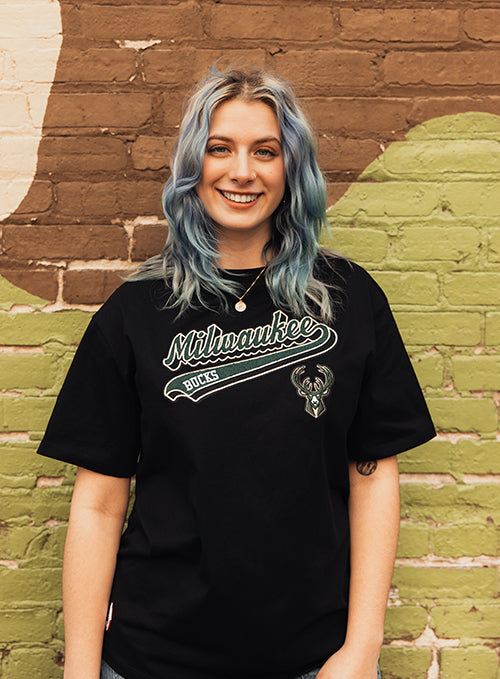 Women's Pro Standard Script Tail Milwaukee Bucks T-Shirt-front