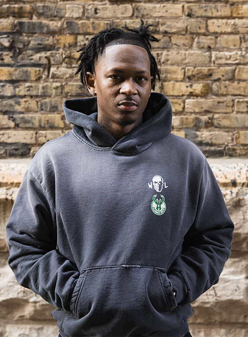 Warren Lotas Milwaukee Bucks in Six Myth of Milwaukee Hooded Sweatshirt- photoshoot front