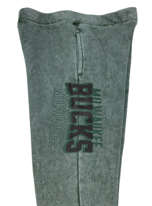 Youth Mineral Wash Milwaukee Bucks Fleece Pants- Right Side Print