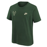 Youth Nike Essential Club Icon Milwaukee Bucks T-Shirt in Green - Front View