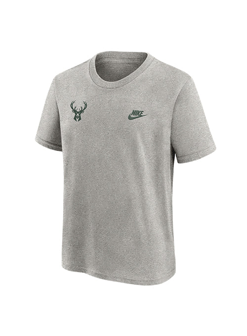 Youth Nike Essential Club Icon Grey Milwaukee Bucks T-Shirt- Front