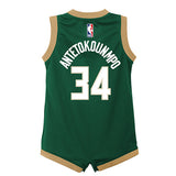 Infant Nike Giannis Antetokounmpo Milwaukee Bucks Jersey Onesie in Green - Back View